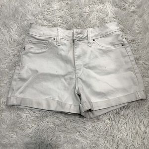 White stretchy jean shorts
